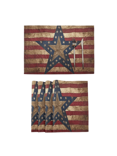 American Flag Placemats - Set of 4, 12" x 18", Reusable (ASIN-26AT)