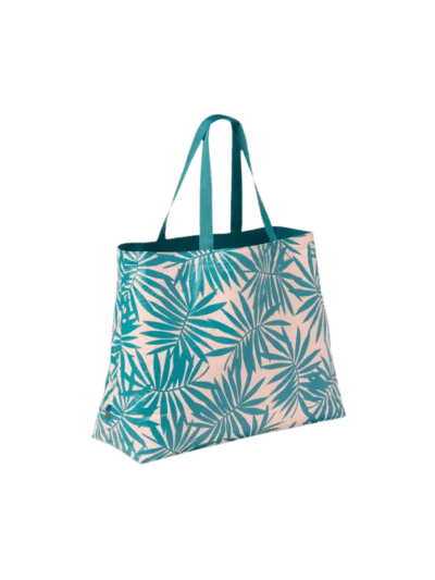 Open Story Water Resistant Reversible Tote Bag - Teal/White Palm (UPC-4106)