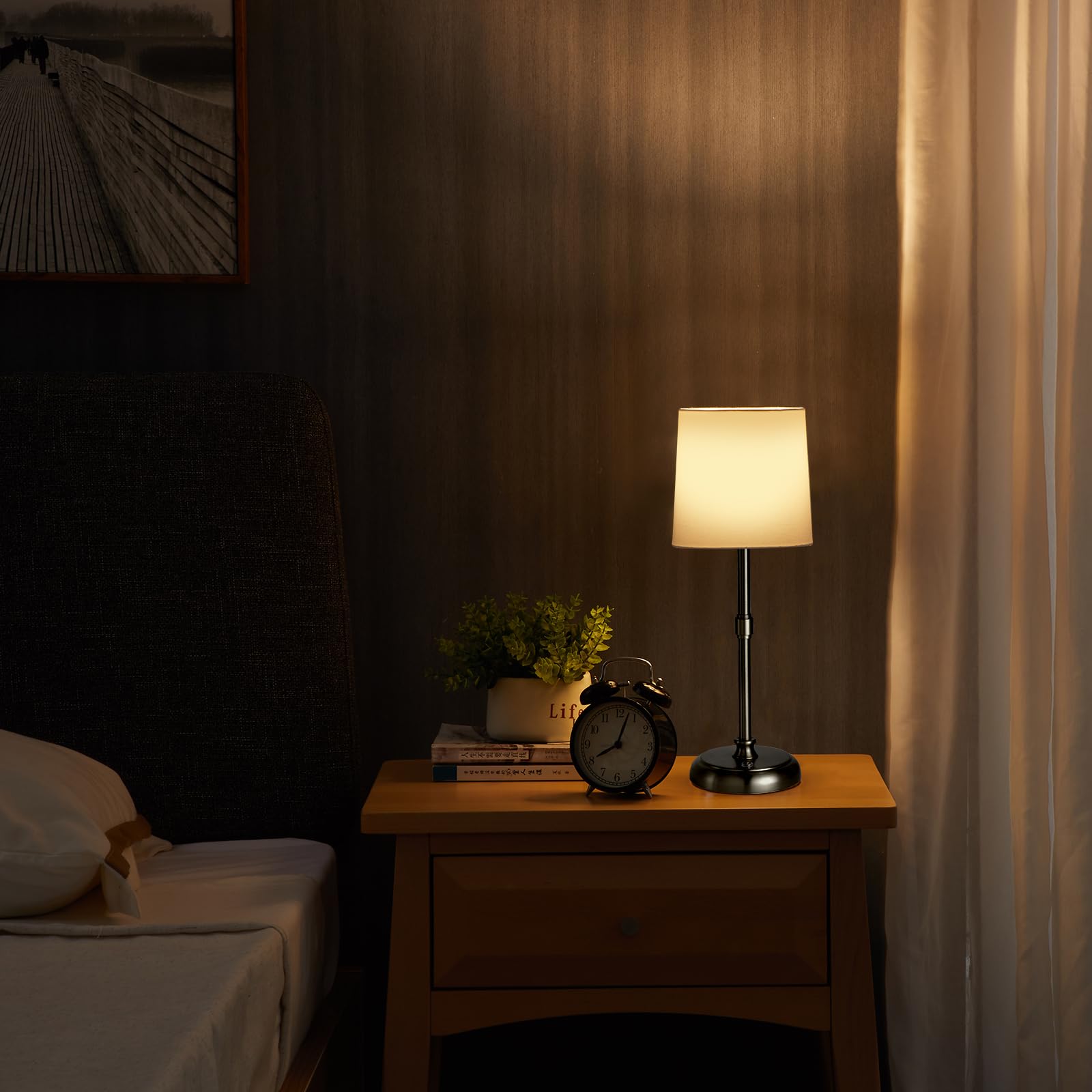 Cordless Black LED Table Lamp - 5200-mAh Rechargeable Battery, 3-Level Brightness, Built-in Integrated LED 320 Lm Max (ASIN-NJ8V) - Image 2
