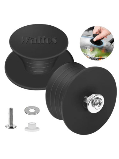 Universal Pot Lid Replacement Knob - 2 Pack, Heat Resistant, Silicone, Non-Slip, 3 Raised Coils, BPA Free & Dishwasher Safe